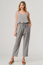 Load image into Gallery viewer, French Terry Relaxed Fit Sleeveless Elastic Waist Tapered Jumpsuit