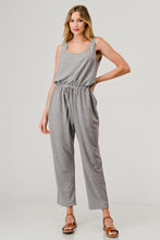 Load image into Gallery viewer, French Terry Relaxed Fit Sleeveless Elastic Waist Tapered Jumpsuit