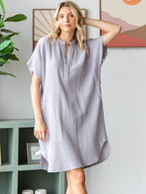 Load image into Gallery viewer, COTTON DOUBLE GAUZE Half Placket Midi Dress