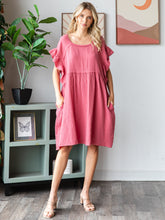 Load image into Gallery viewer, COTTON DOUBLE GAUZE Scalloped Sleeve Midi Dress