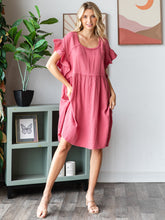 Load image into Gallery viewer, COTTON DOUBLE GAUZE Scalloped Sleeve Midi Dress