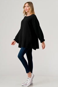 Cotton Double Gauze Relaxed Fit Long Sleeve Top