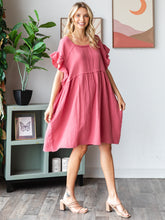 Load image into Gallery viewer, COTTON DOUBLE GAUZE Scalloped Sleeve Midi Dress