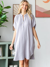 Load image into Gallery viewer, COTTON DOUBLE GAUZE Half Placket Midi Dress