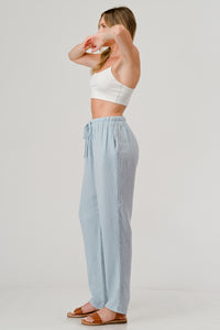 Cotton Double Gauze Relaxed Fit Elastic Waist Drawstring Tapered Pants