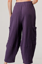 Load image into Gallery viewer, Cotton Double Gauze Relaxed Fit Elastic Waistband Cargo Pocket Harem Pants