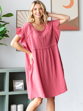 Load image into Gallery viewer, COTTON DOUBLE GAUZE Scalloped Sleeve Midi Dress