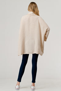 Cotton Double Gauze Relaxed Fit Shawl Collar Open Jacket