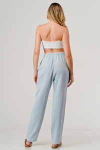 Cotton Double Gauze Relaxed Fit Elastic Waist Drawstring Tapered Pants