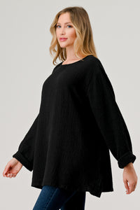 Cotton Double Gauze Relaxed Fit Long Sleeve Top