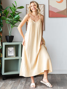 COTTON DOUBLE GAUZE Sleeveless Strap Dress