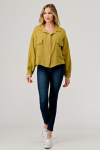 Cotton Double Gauze Relaxed Fit Cropped Jacket