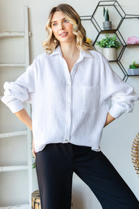 COTTON DOUBLE GAUZE Full Placket Button Up Shirt