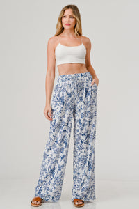 Toska Print Relaxed Fit Lined Elastic Waist Band Drawstring pants