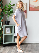 Load image into Gallery viewer, COTTON DOUBLE GAUZE Half Placket Midi Dress