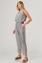 Load image into Gallery viewer, French Terry Relaxed Fit Sleeveless Elastic Waist Tapered Jumpsuit