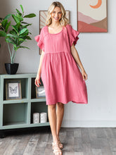 Load image into Gallery viewer, COTTON DOUBLE GAUZE Scalloped Sleeve Midi Dress