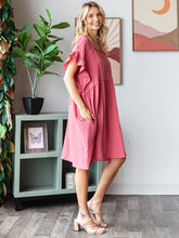 Load image into Gallery viewer, COTTON DOUBLE GAUZE Scalloped Sleeve Midi Dress