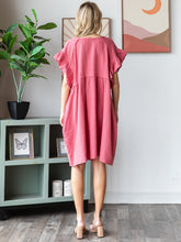 Load image into Gallery viewer, COTTON DOUBLE GAUZE Scalloped Sleeve Midi Dress