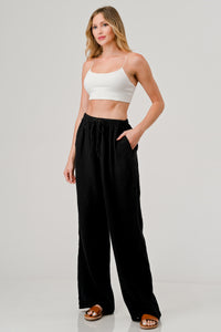 Cotton Double Gauze Relaxed Fit Elastic Waist Drawstring pants