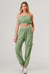 Silex Volume Tube Top Cargo Pants Set