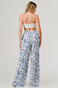 Toska Print Relaxed Fit Lined Elastic Waist Band Drawstring pants