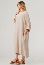 Load image into Gallery viewer, Cotton Double Gauze Drop Shoulder Relaxed Fit Casual Stone Dress