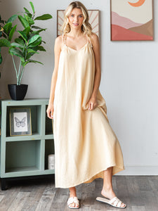 COTTON DOUBLE GAUZE Sleeveless Strap Dress