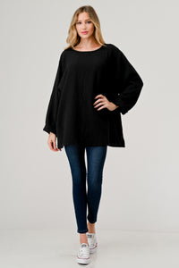 Cotton Double Gauze Relaxed Fit Long Sleeve Top