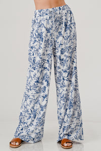 Toska Print Relaxed Fit Lined Elastic Waist Band Drawstring pants