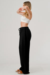 Cotton Double Gauze Relaxed Fit Elastic Waist Drawstring pants