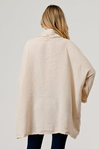 Cotton Double Gauze Relaxed Fit Shawl Collar Open Jacket