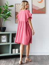 Load image into Gallery viewer, COTTON DOUBLE GAUZE Scalloped Sleeve Midi Dress