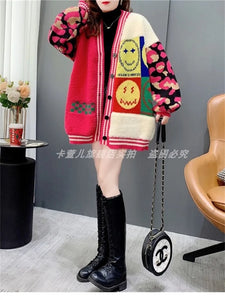 Women winter and spring casual sweater gardigans loose V neck korean style