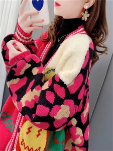 Women winter and spring casual sweater gardigans loose V neck korean style