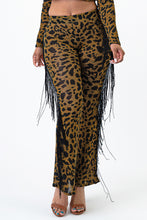 Load image into Gallery viewer, 2Tone Hacci Animal Print Flare Pants With Fringe X-Large
