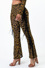 Load image into Gallery viewer, 2Tone Hacci Animal Print Flare Pants With Fringe X-Large