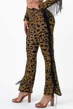 Load image into Gallery viewer, 2Tone Hacci Animal Print Flare Pants With Fringe X-Large