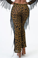 Load image into Gallery viewer, 2Tone Hacci Animal Print Flare Pants With Fringe X-Large
