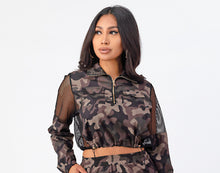 Load image into Gallery viewer, Camouflage Half Zip Up Jacket With Fish Net  Small