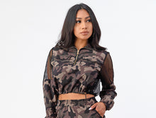 Load image into Gallery viewer, Camouflage Half Zip Up Jacket With Fish Net  Small