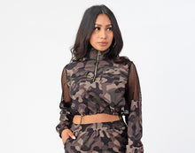 Load image into Gallery viewer, Camouflage Half Zip Up Jacket With Fish Net  Small