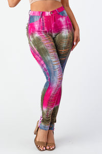 Tie Dye Destroyed Skinny Pants X-Large