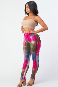 Tie Dye Destroyed Skinny Pants X-Large