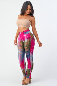 Tie Dye Destroyed Skinny Pants Small