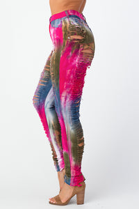 Tie Dye Destroyed Skinny Pants Small