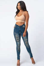 Load image into Gallery viewer, Destroyed Pants With Chain Front Md Denim Medium Size .