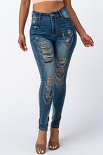 Load image into Gallery viewer, Destroyed Pants With Chain Front Md Denim Medium Size .