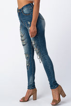 Load image into Gallery viewer, Destroyed Pants With Chain Front Md Denim Medium Size .