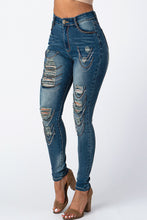Load image into Gallery viewer, Destroyed Pants With Chain Front Md Denim Medium Size .
